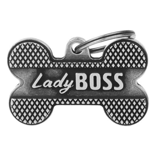 ماي فاميلي قلادة LADY BOSS شكل عظمة لون فضي حجم كبير L