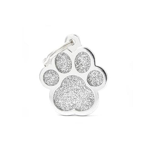 ماي فاميلي قلادة شكل كف قطة لون رمادي لامع حجم كبير