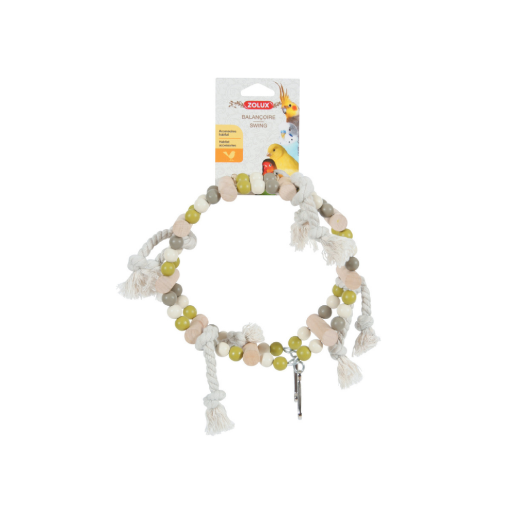 زولكس ارجوحة خشبية مع حبال للطيور الصغيرة