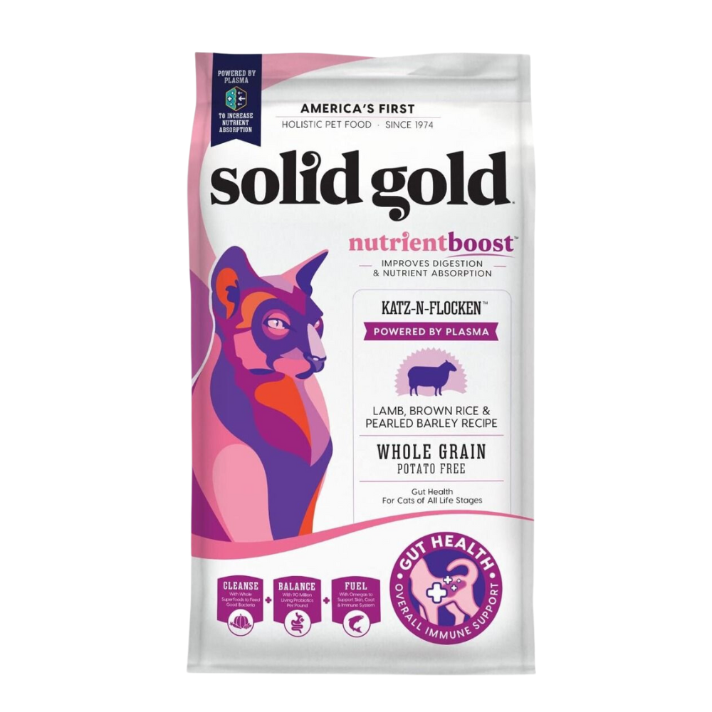سوليـد جولد كاتز ان فلوكين لحم الضأن و الأرز البني مع الشعير كامل الحبوب للقطط
