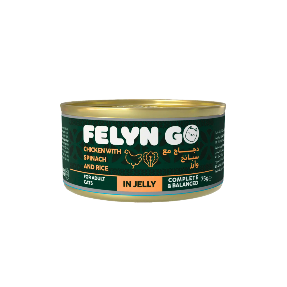 فيلاين قو طعام كامل معلبات دجاج مع السبانخ والأرز في الجيلي 75غ