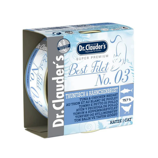 د.كلاودرز معلبات بست فيليه رقم 3 تونة ودجاج للقطط 70غ