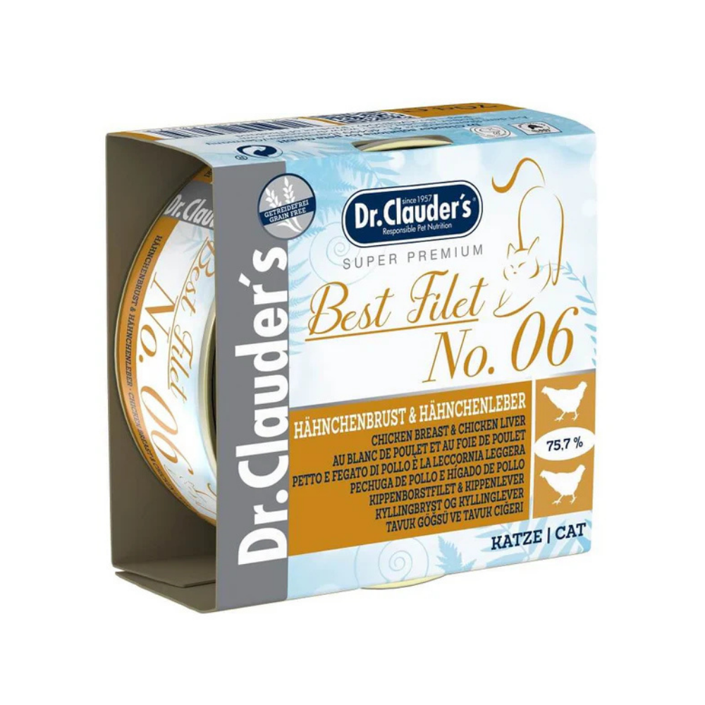 د.كلاودرز معلبات بست فيليه رقم 6 صدور دجاج وكبد للقطط 70غ