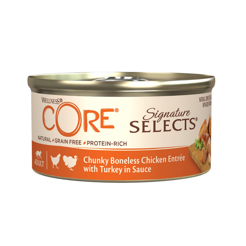 ويلنس كور سيجنيتشر سليكتس معلبات دجاج وديك رومي مقطع بالصلصة للقطط 79غ