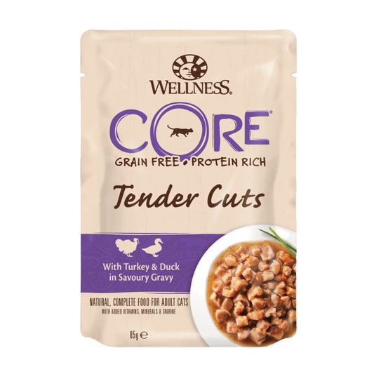 ويلنس كور تندر كتس اظرف ديك رومي وبط بالمرق للقطط 85غ