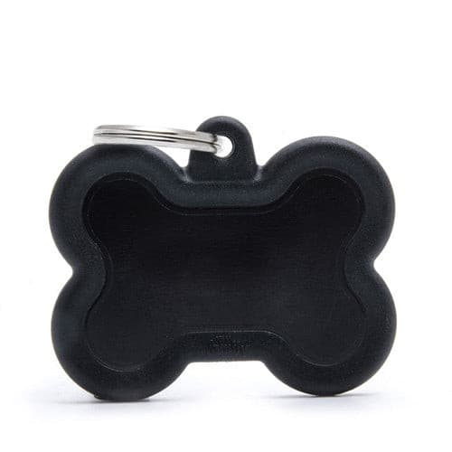 قلادة المونيوم لون اسود على شكل عظمة بإيطار ربل