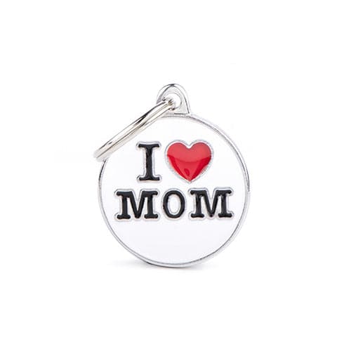 ماي فاميلي قلادة I love mom شكل دائري حجم وسط